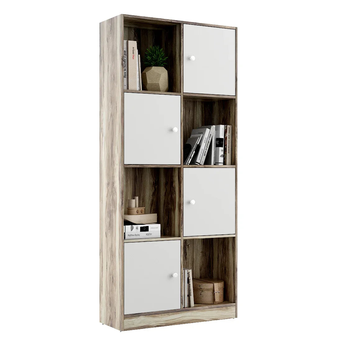 Matrix Book Shelves in Teak + White Colour - HomeTown