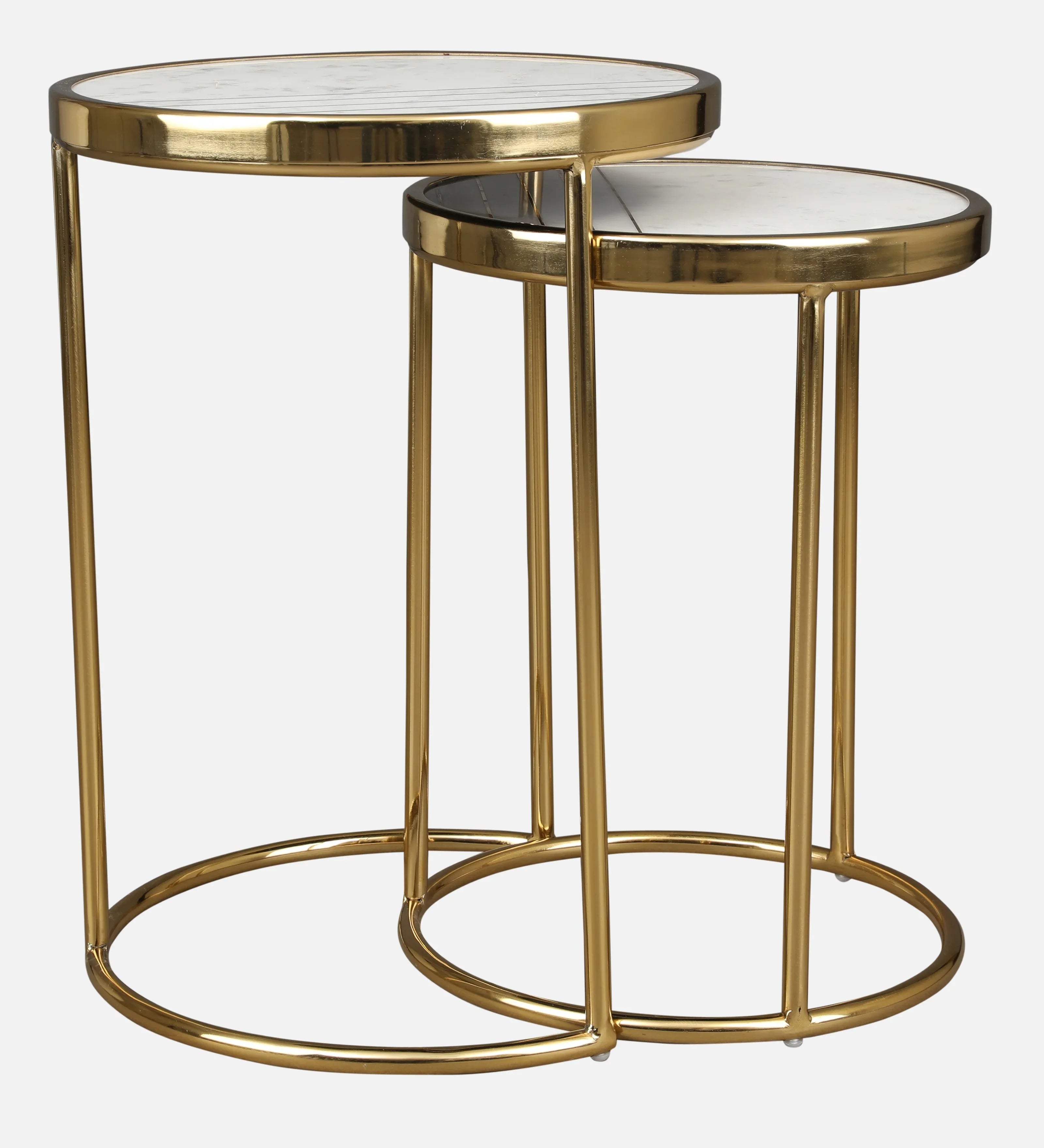 Netanya Metal Table in Gold & White Colour - HomeTown