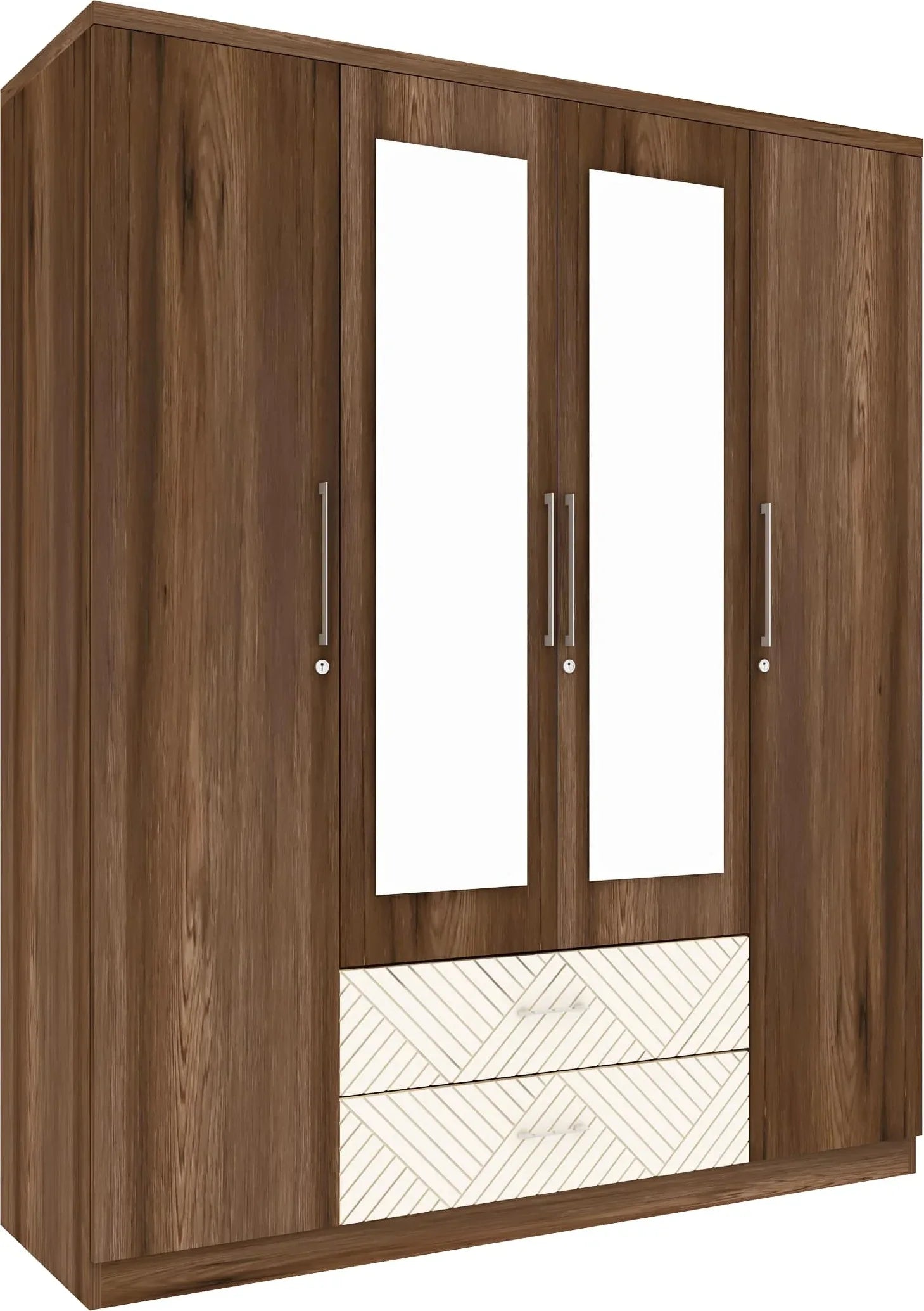 Saville Engineered Wood Four Door Wardrobe with Mirror in Dark Vogue Colour - HomeTown