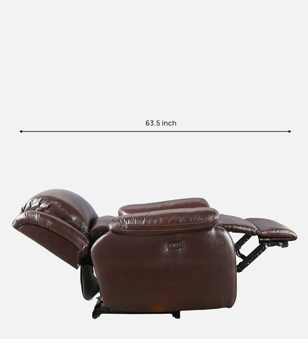 Rhine Half Leather 1 Seater Electric Recliner Sofa in Brown Colour dimensions