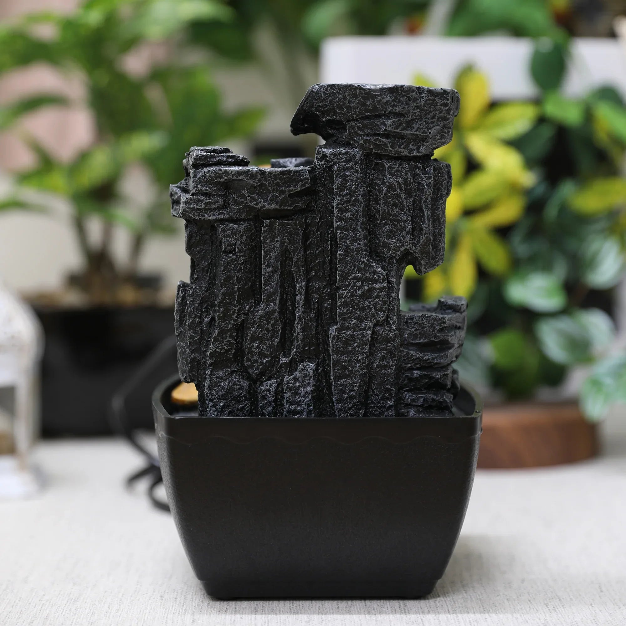 Impression Polyresin Monk Fountain 13X18Cm in Black Gold Colour - HomeTown