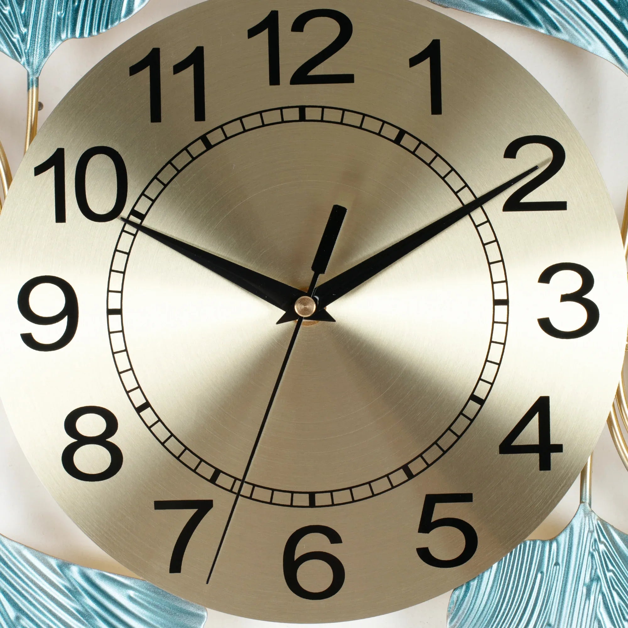 Rhythm Metal And Aluminum Gingko Magna Wall Clock in Seagreen & Gold Colour - HomeTown