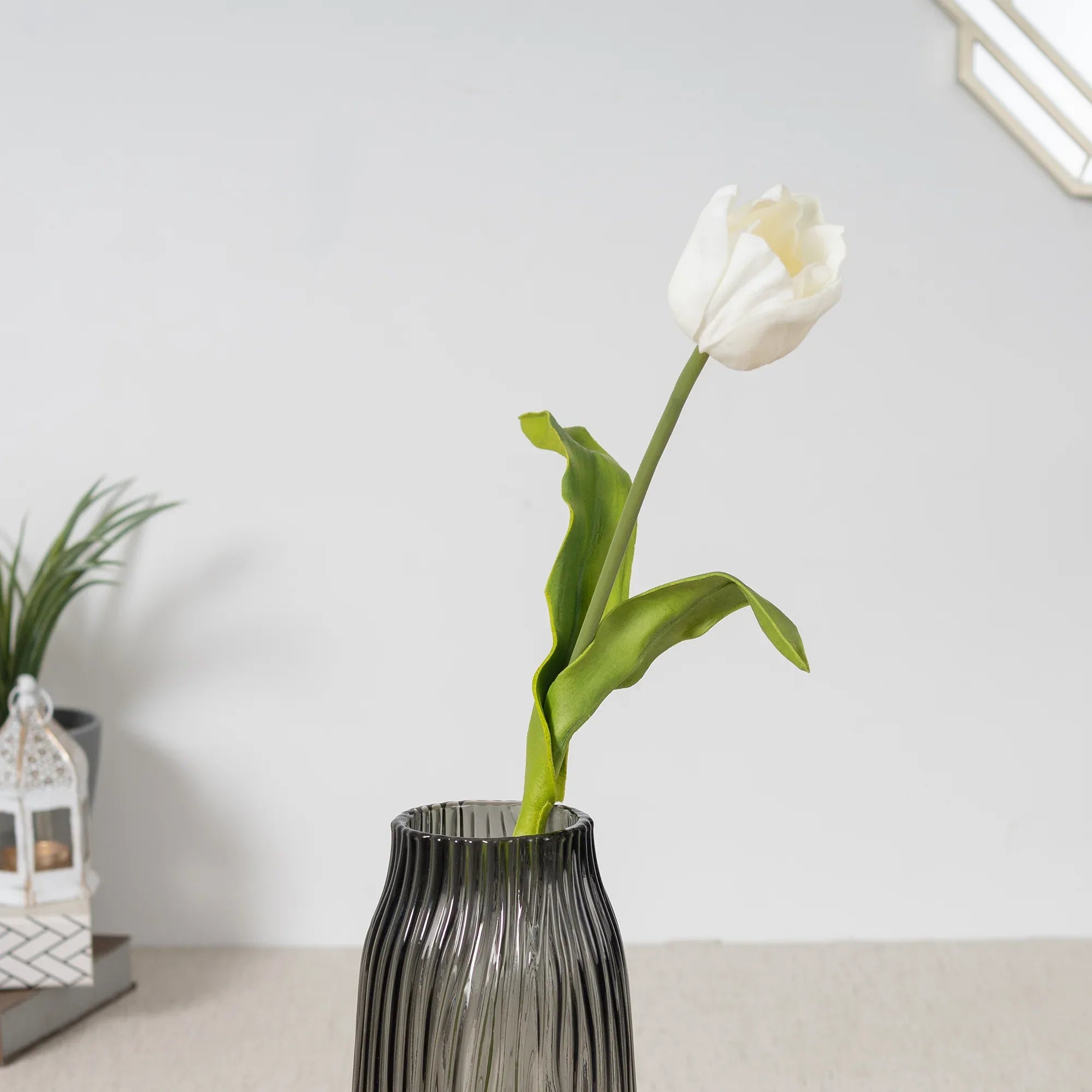 Elora White Tulip Faux Flower 52 Cm in White Colour - HomeTown