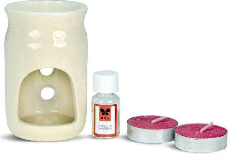Vapourizer Set Ceramic 5Ml With 2 Tealights in Amber Rose Colour - HomeTown