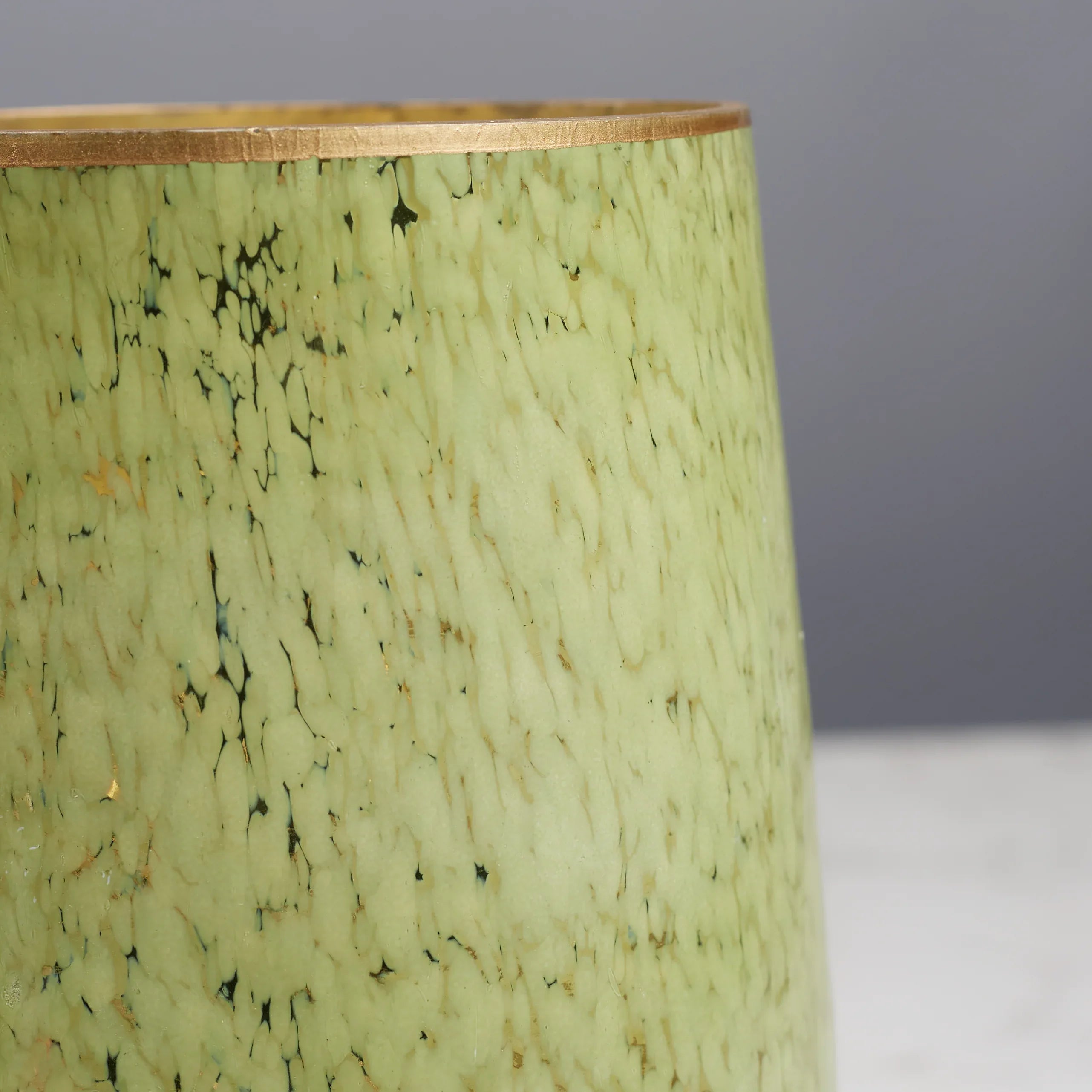 Phiona Glass Textured Handcrafted Vase 21 Cm in Olive Colour - HomeTown