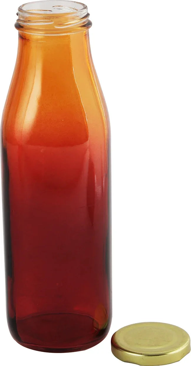 Coloured Glass Bottle in Red Colour - HomeTown