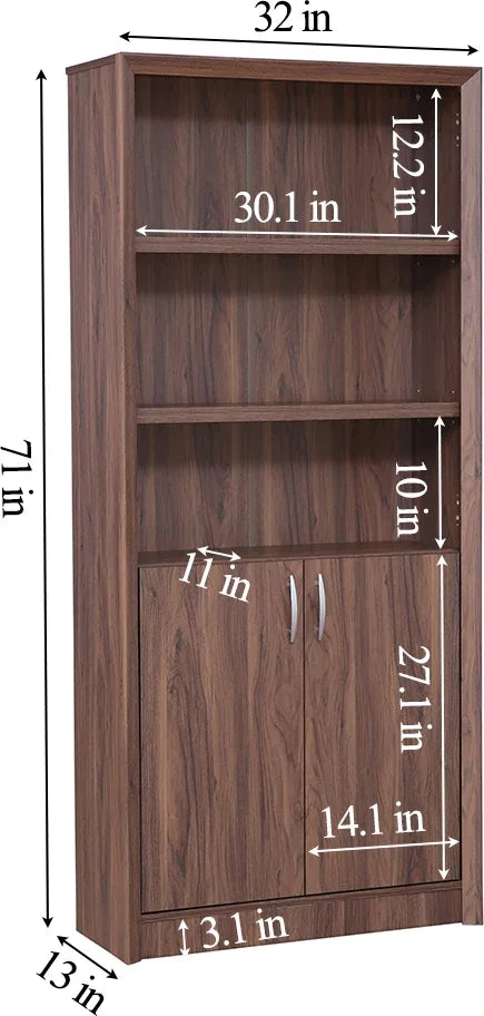 Stark Engineered Wood Open Book Case in Walnut Colour dimensions