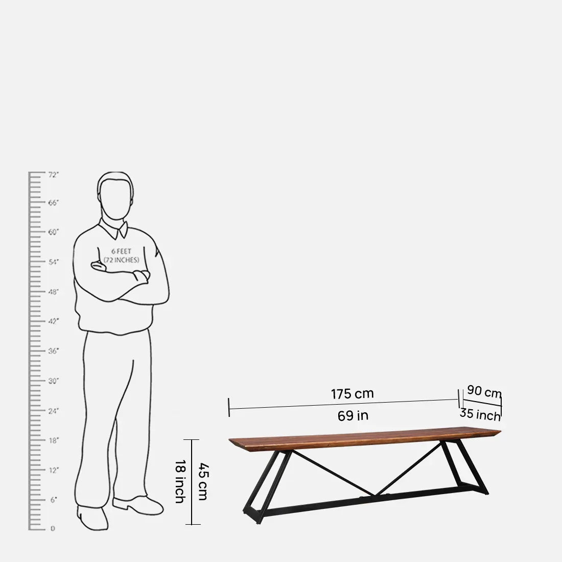Axel Solidwood Six Seater Dining Set With Bench in Natural Sheesham Colour - HomeTown