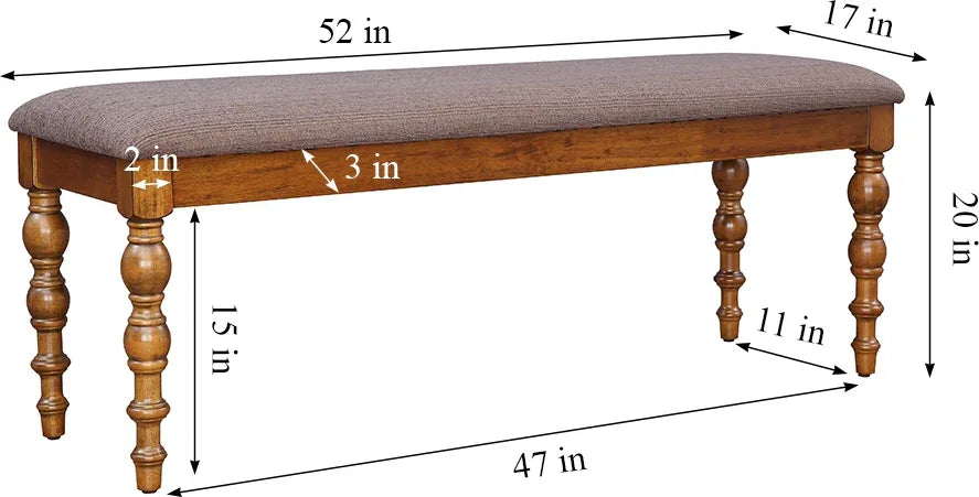 Tobago Solidwood Dining Bench for 6 Seater in Antique Walnut Colour - HomeTown