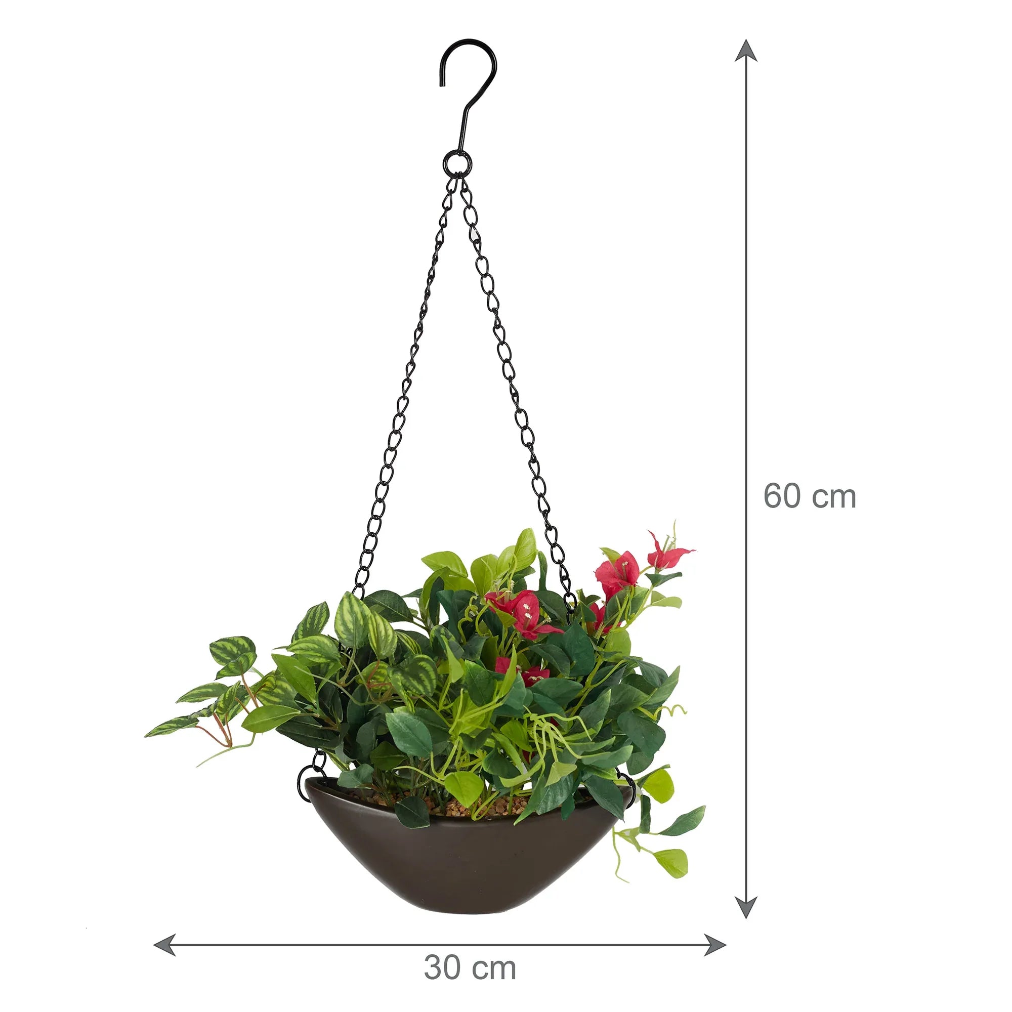 Ilana Faux Hanging Assort Leaf Ceramic Pot 60 Cm in Green Colour - HomeTown