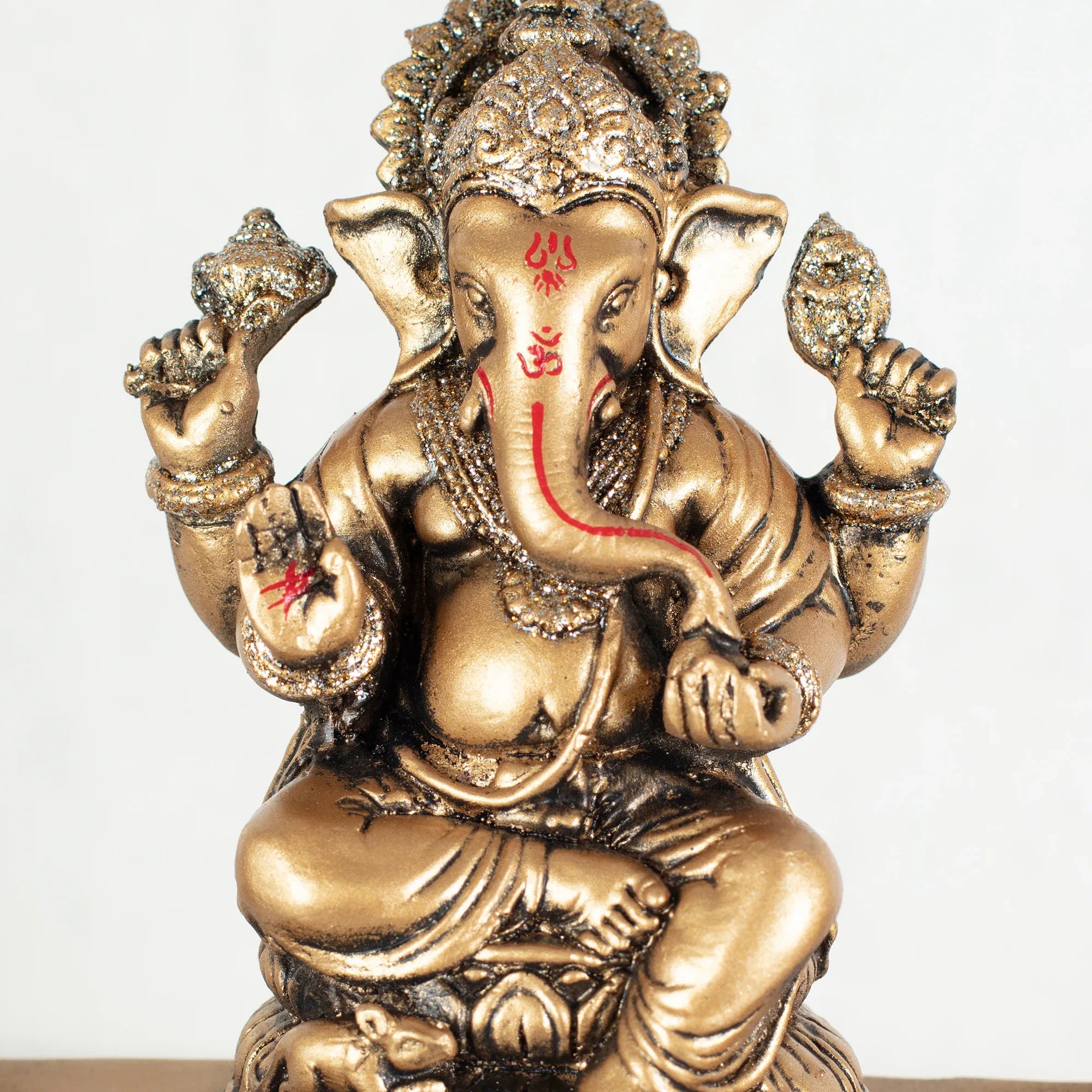 Dynast Polyresin Embellished Ganesha Hand Finished Figurine Cum Tealight Holder 14Cm in Gold Colour - HomeTown