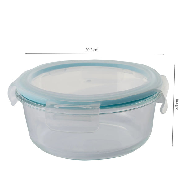 Robust Glass Round Container with PP Lid 1300ML in Transparent Colour dimensions