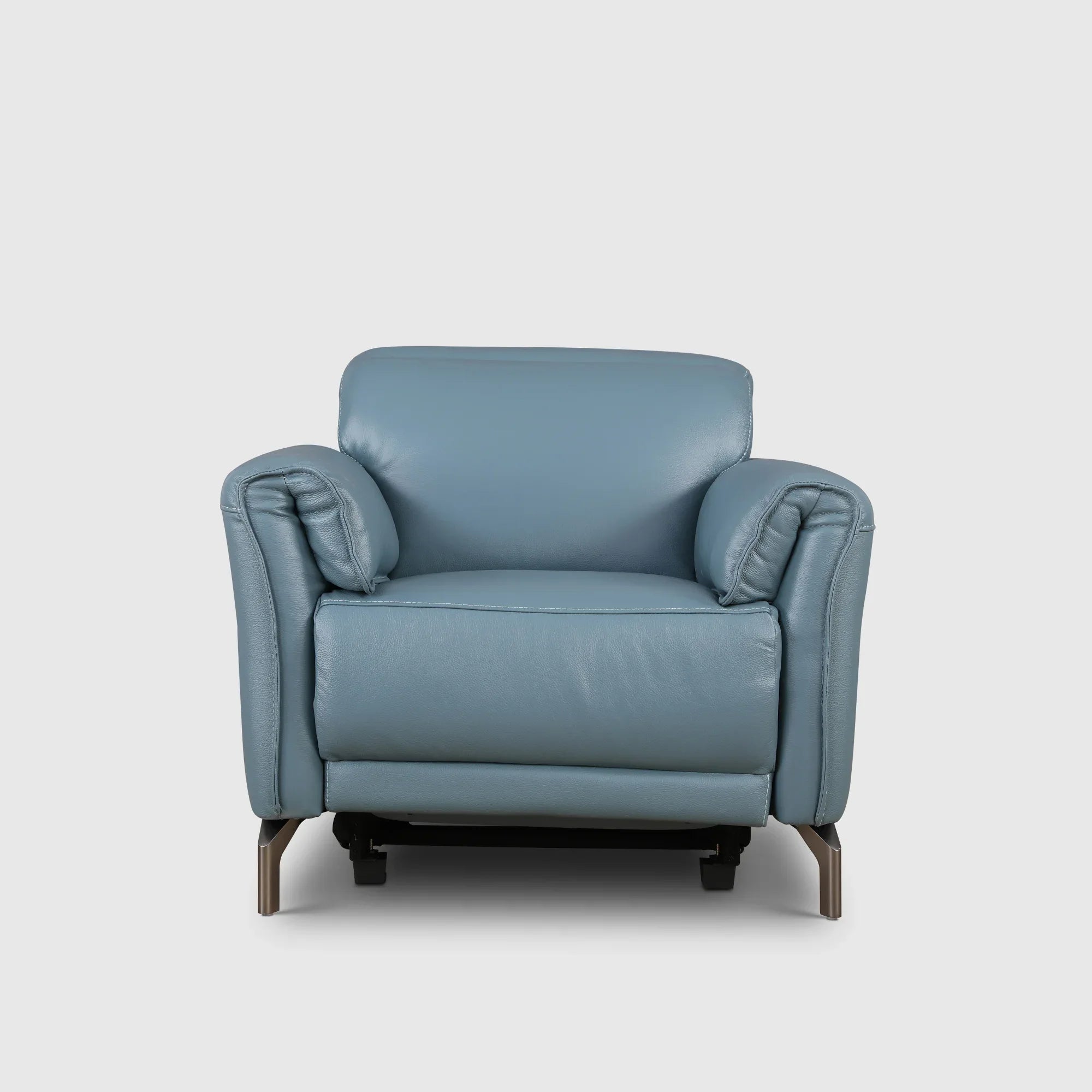 Emilia Half Leather Single Seater Electric Recliner in Blue Colour - HomeTown