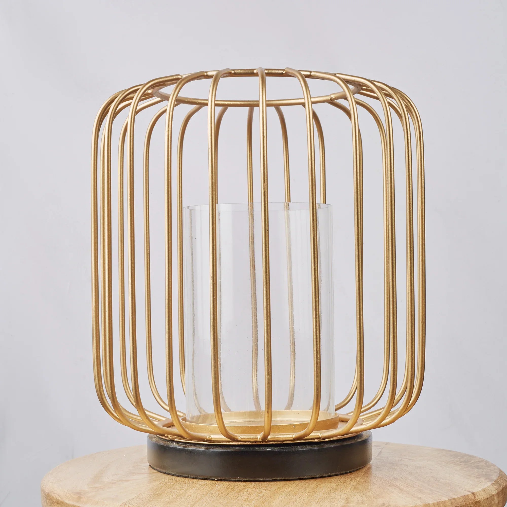 Sovereign Iron and Glass Wired Candle Holder 24x29Cm in Black & Gold Colour - HomeTown