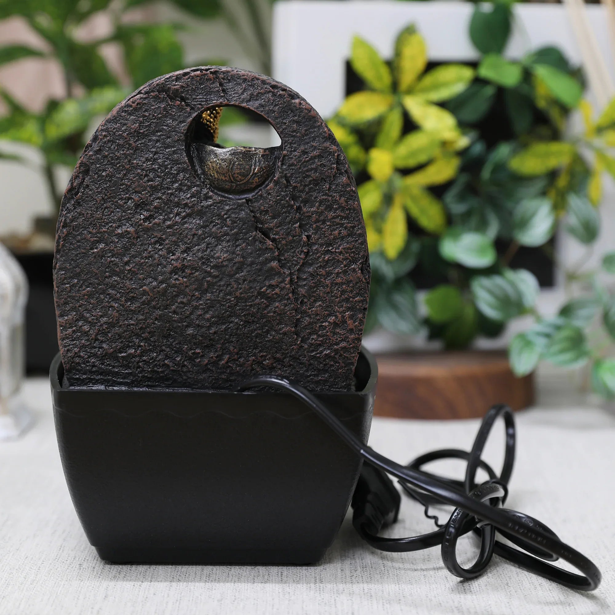 Impression Polyresin Relaxing Buddha Fountain 13X18Cm in Black Gold Colour - HomeTown