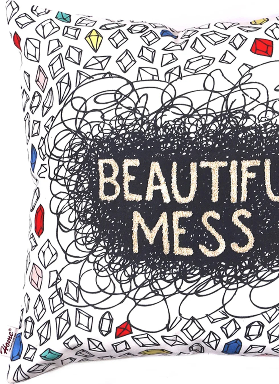 Digital Print Cushion Cover 40X40 Cm In Black White Colour By Sivya - HomeTown