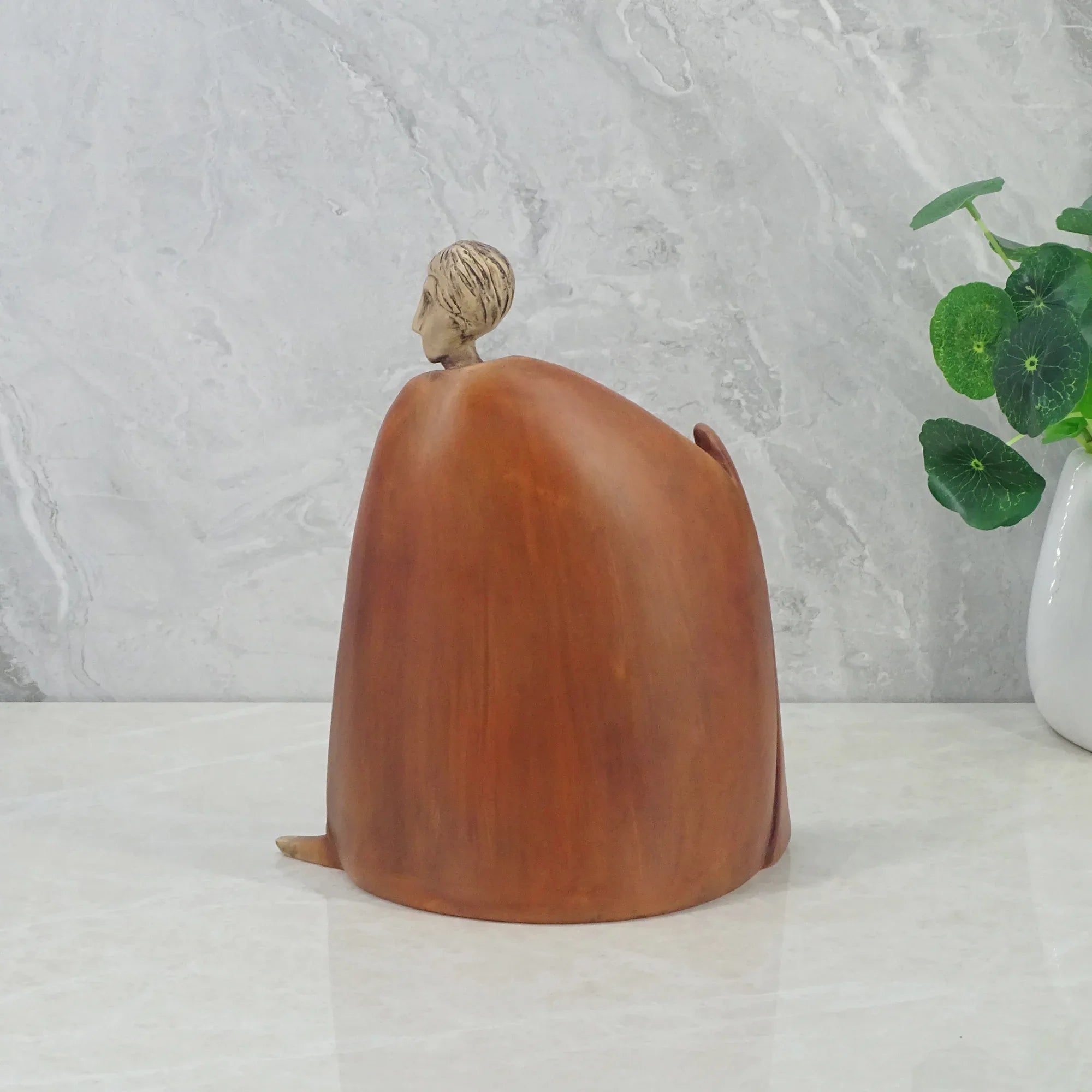 Alpine Polyresin Man Sitting Figurine 18x14x23Cm in Brown Colour - HomeTown