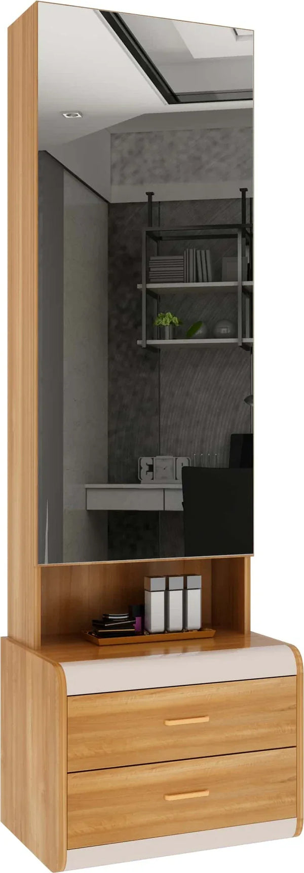 Canterbury Dressing Table with Mirror in Fortune Walnut Colour dimensions