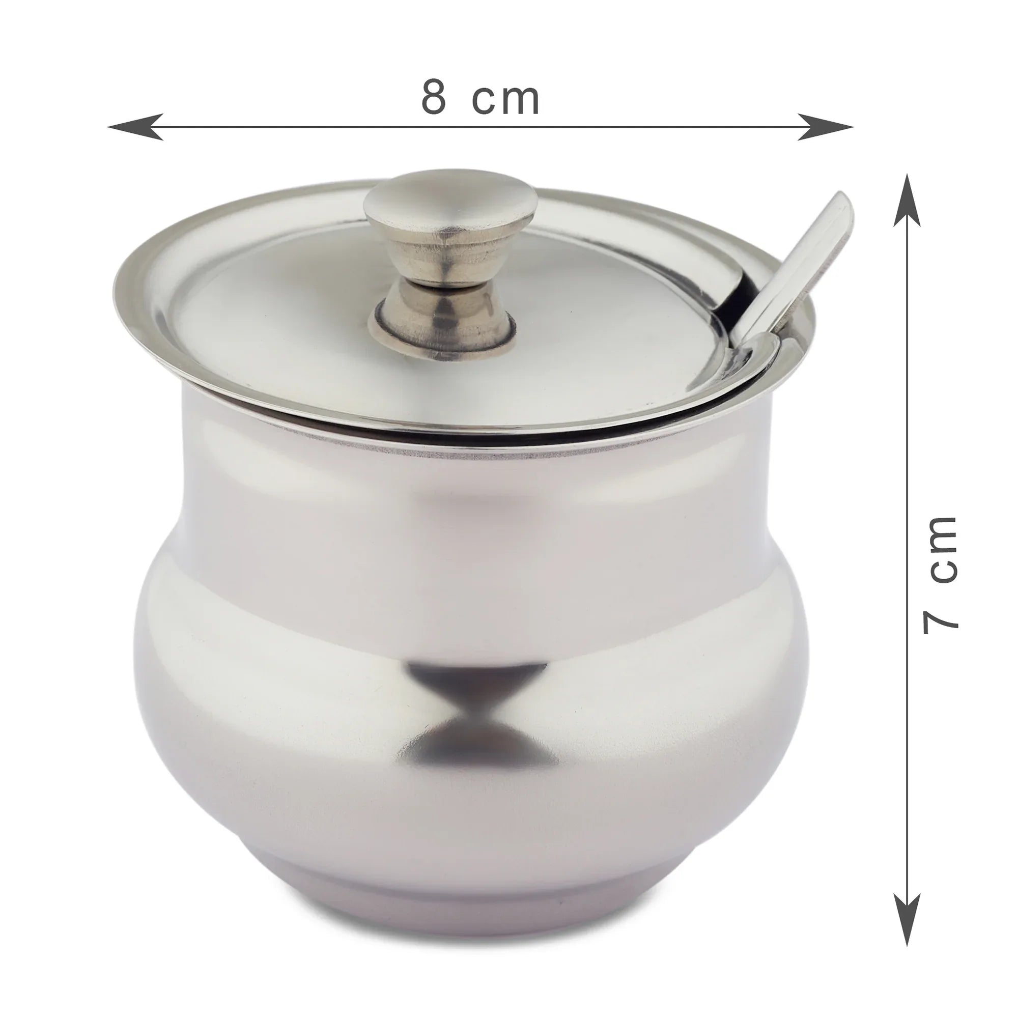 Glisto Stainless Steel Ghee Pot with Spoon Set of 2 in Silver Colour - HomeTown