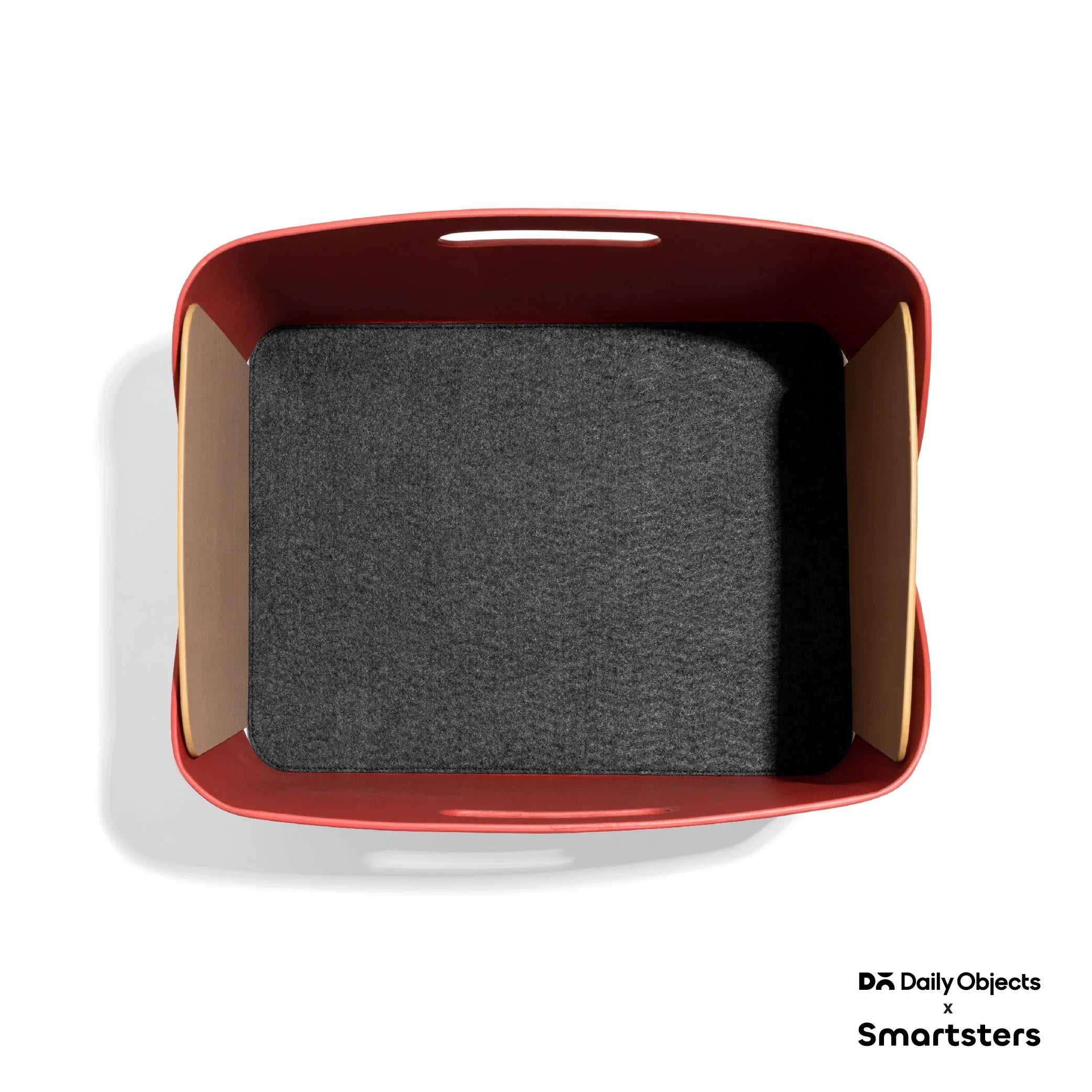 Owlbert MDF + Leatherite Storage Basket in Red & Bisque Colour