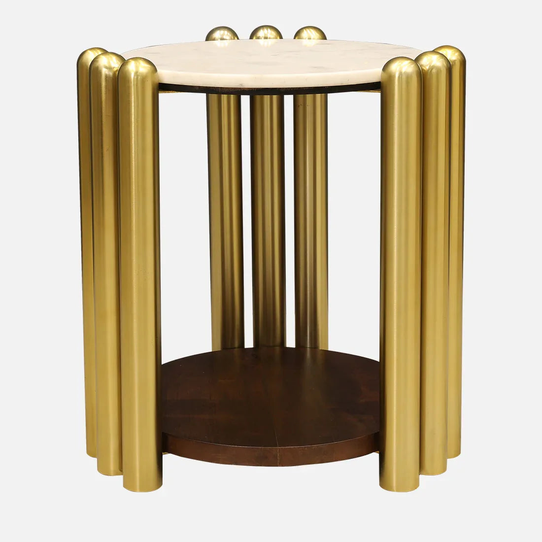 Regalia Marble Top Side Table in White & Gold Colour - HomeTown