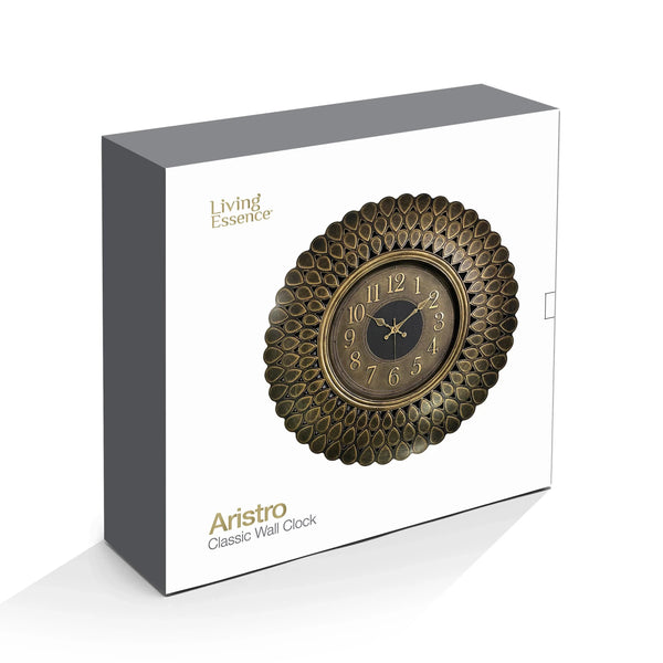 Aristo  Classic Wall Clock with Antique Finish, Diameter 60cm in Gold Colour dimensions