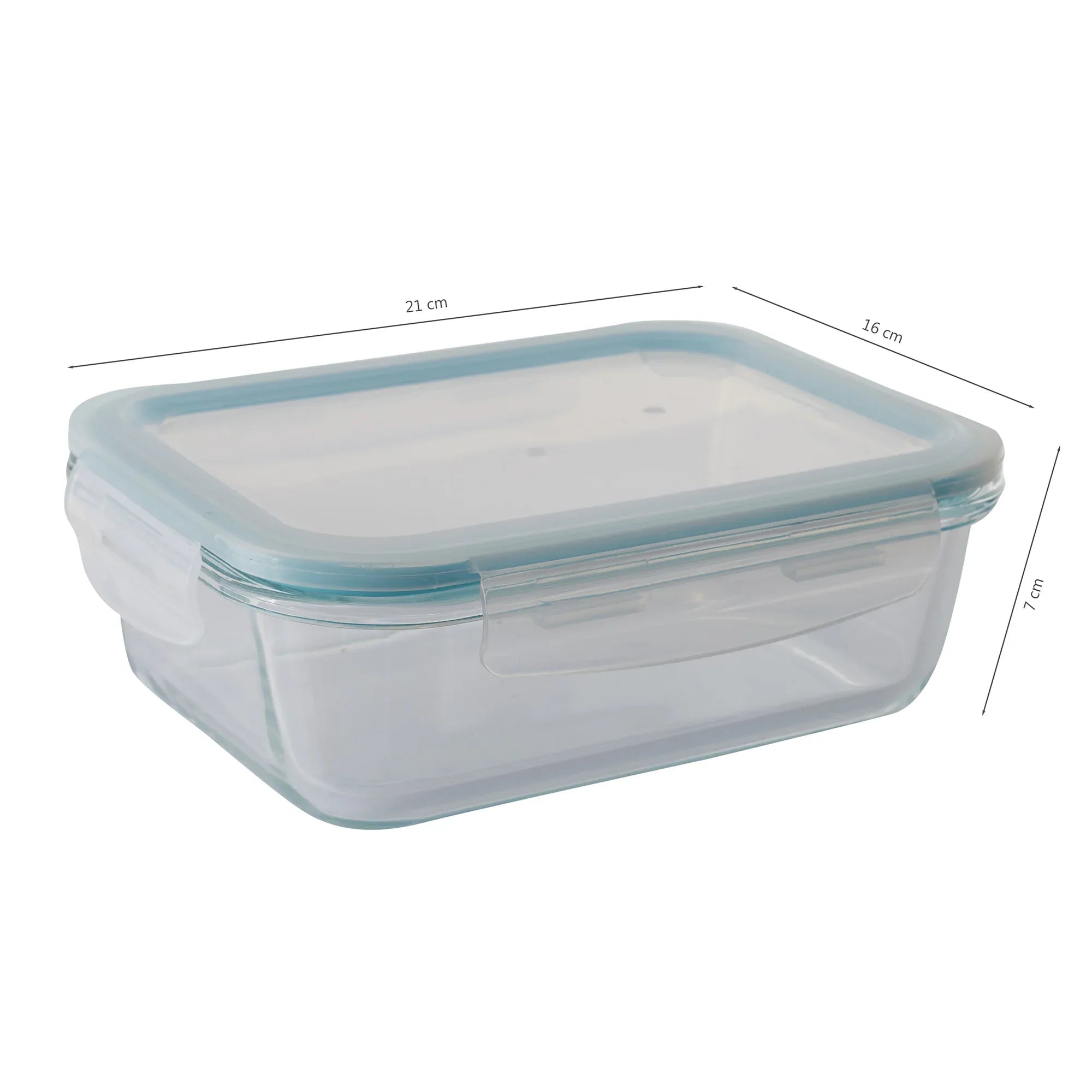 Robust Glass Rectangle Container with PP Lid 1050ML in Transparent Colour - HomeTown