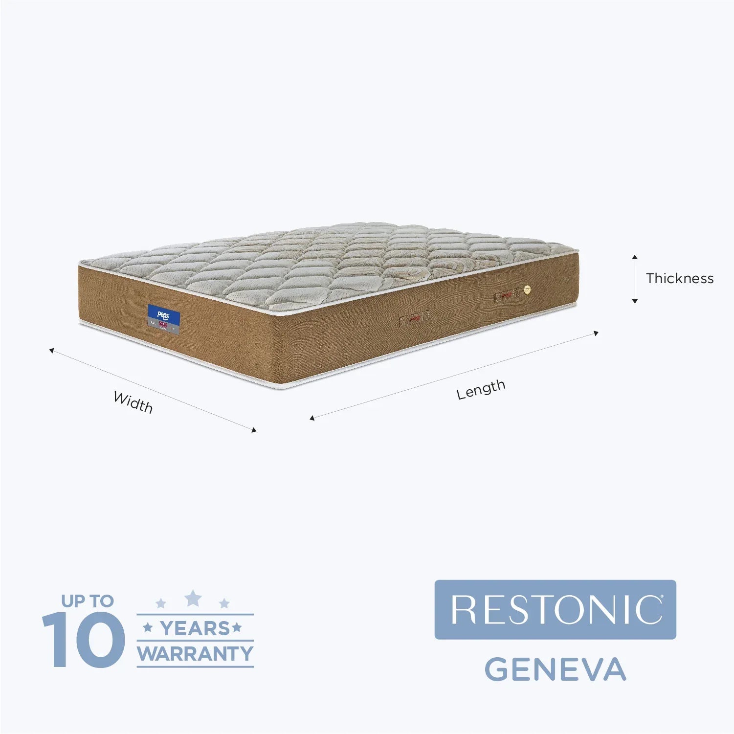 Restonic Geneva Bonnel Spring King Mattress 78x72x8 Inch in Beige Colour - HomeTown