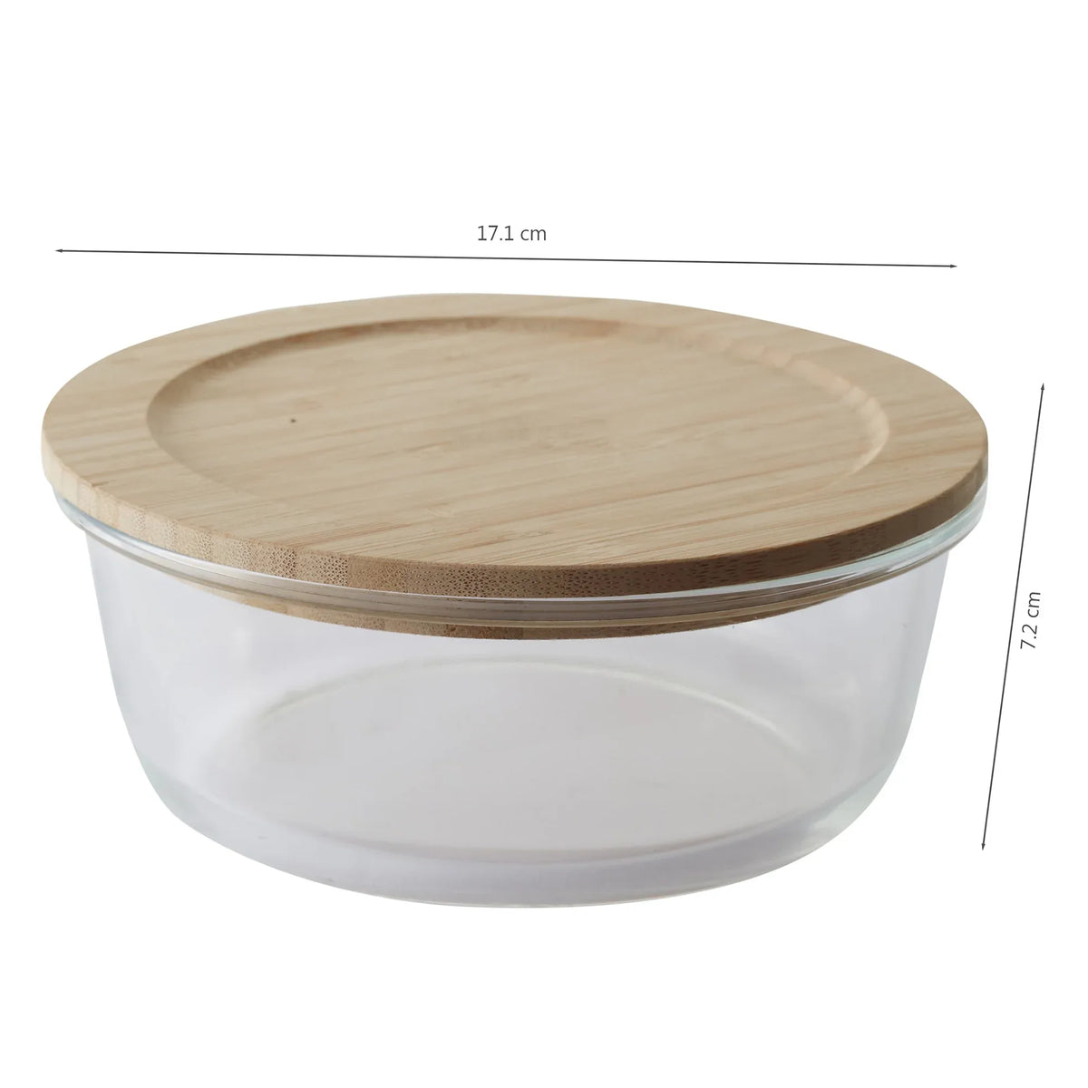 Robust Glass Round Container with Bamboo Lid 950ML in Transparent Colour - HomeTown