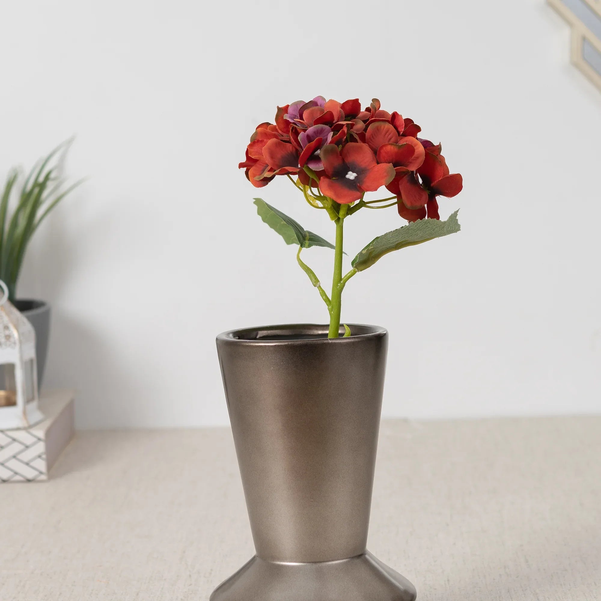 Elora Red Hydrangea Faux Flower 29 Cm in Red Colour - HomeTown