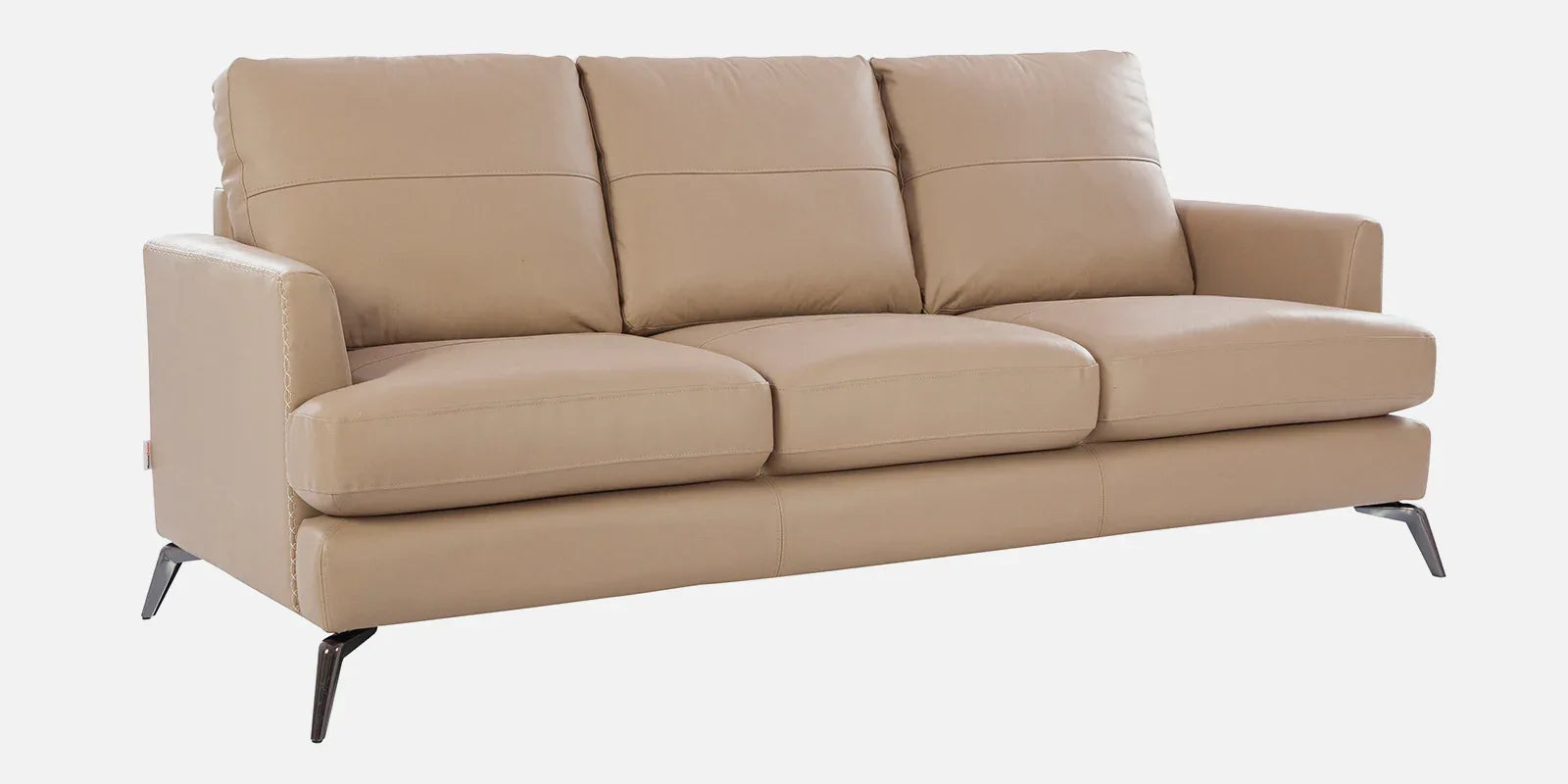 Soren Half Leather Three Seater Sofa in Mushroom Colour - HomeTown