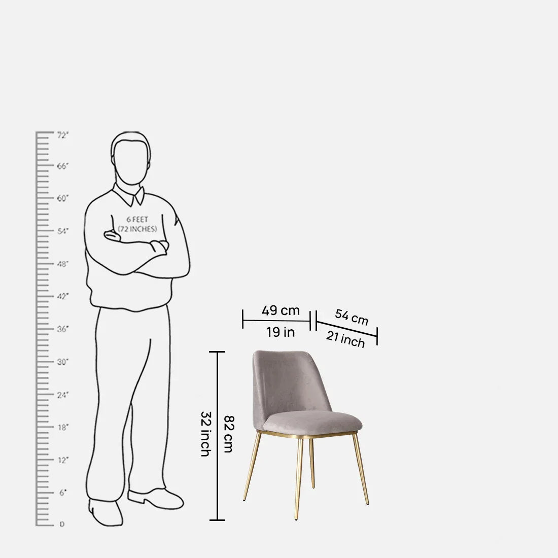 Palatine Marble Top Six Seater Dining Set in White & Grey Colour - HomeTown