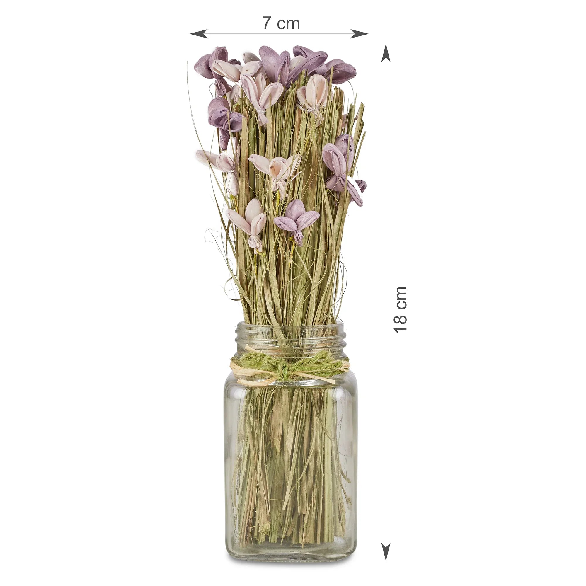 Fleur Dried Floral Arrangemet In Glass Jar 18 Cm in Purple Colour - HomeTown