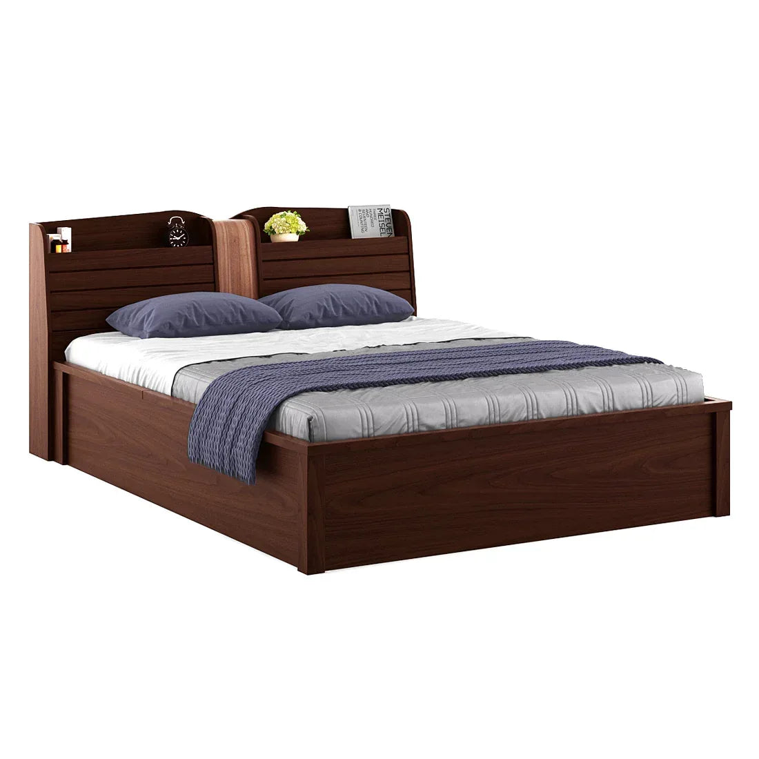 Magnum Engineered Wood Bed with Storage in Urban Walnut Colour - HomeTown
