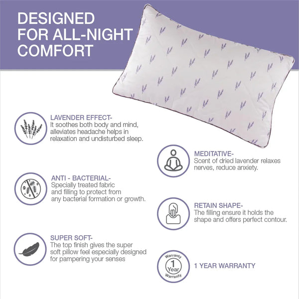 Lavender Pillow 46X68 Cm in White Colour dimensions