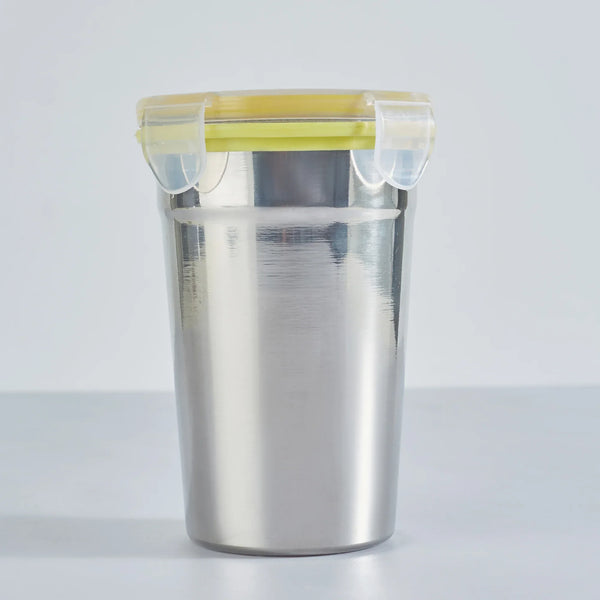 Glisto Stainless Steel Travel Flask/Tumbler with Lid Set of 2 in Silver Colour dimensions