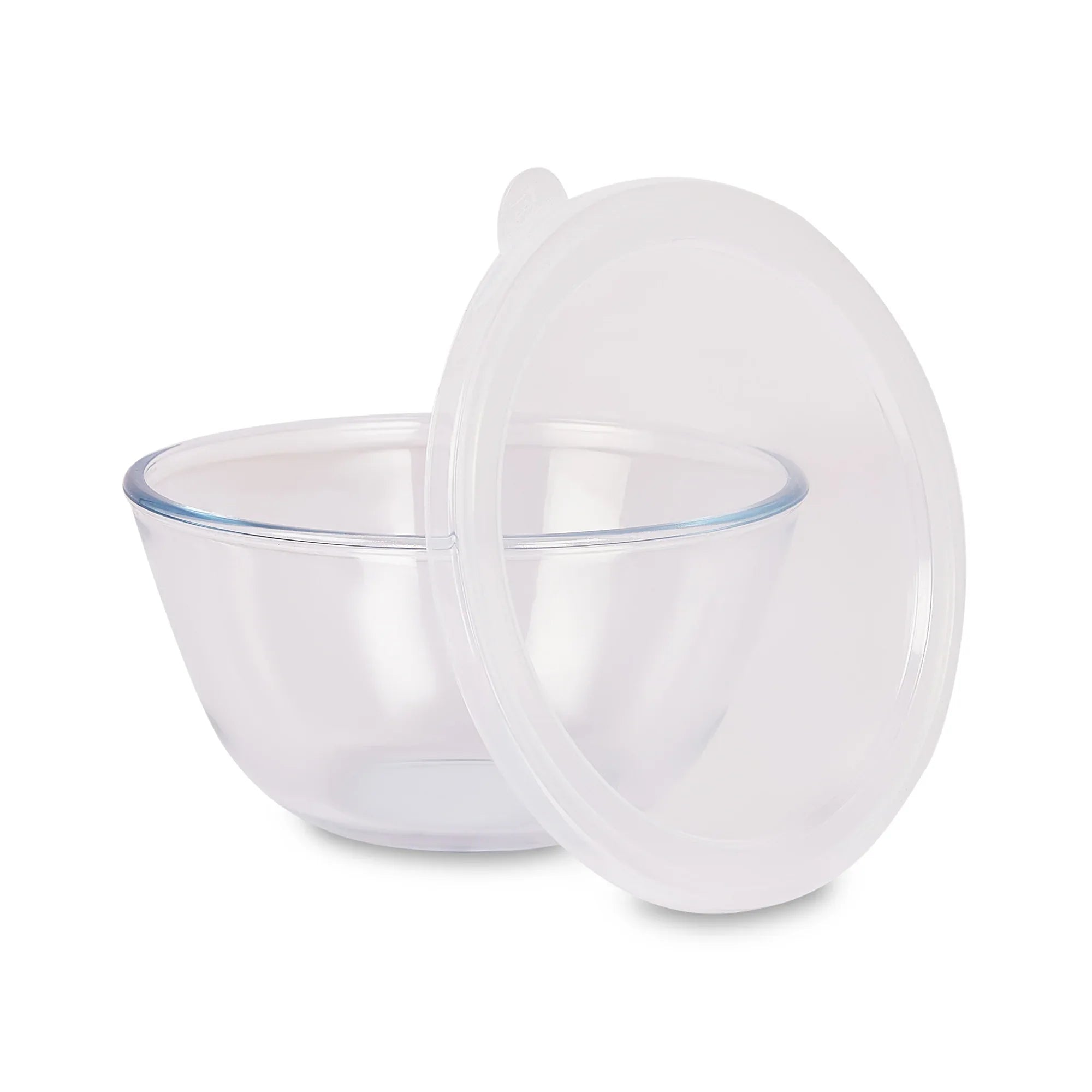 Fiesta Borosilicate Glass Mixing Bowl with Lid Set of 3 in Clear Colour - HomeTown