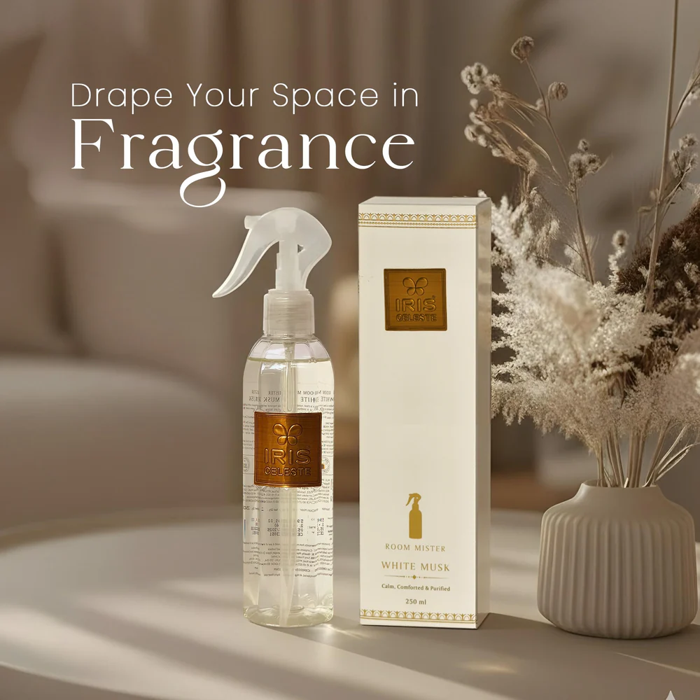 Iris Celeste Room Mist in Warm Musk Colour - Best Home Fragrance Room Mist