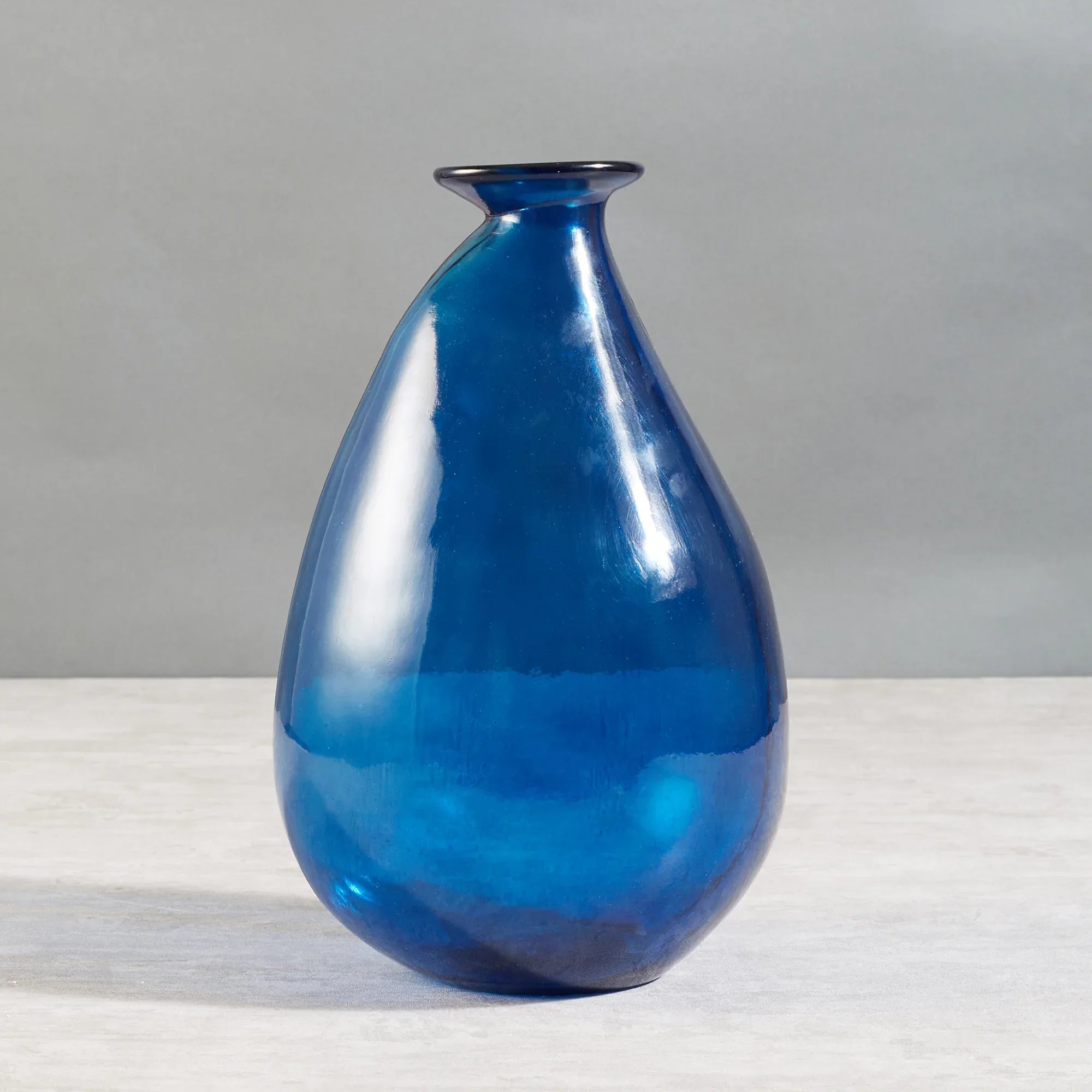 Phiona Glass Modern Organic Shapped Handcrafted 31 Cm Vase in Indigo Colour - HomeTown