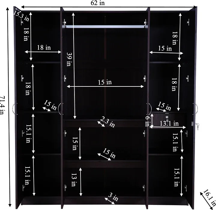 Allen 4 door wardrobe in Walnut Colour - HomeTown