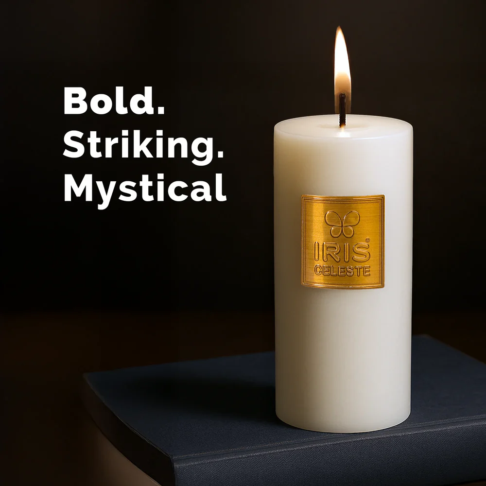 IRIS CELESTE  PILLAR CANDLE  ICAC09013WM