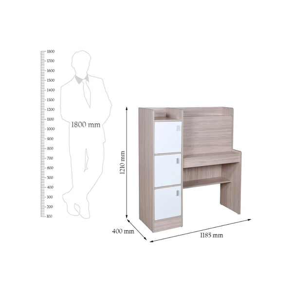 Ace Engineered Wood Study Table in White Colour dimensions