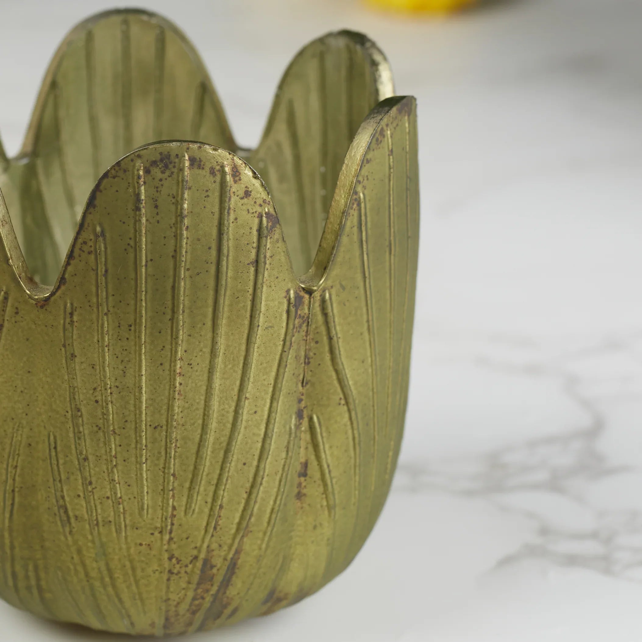 Phiona Glass Lotus Inspired Handcrafted Votive 70 Cm in Emerald Colour - HomeTown