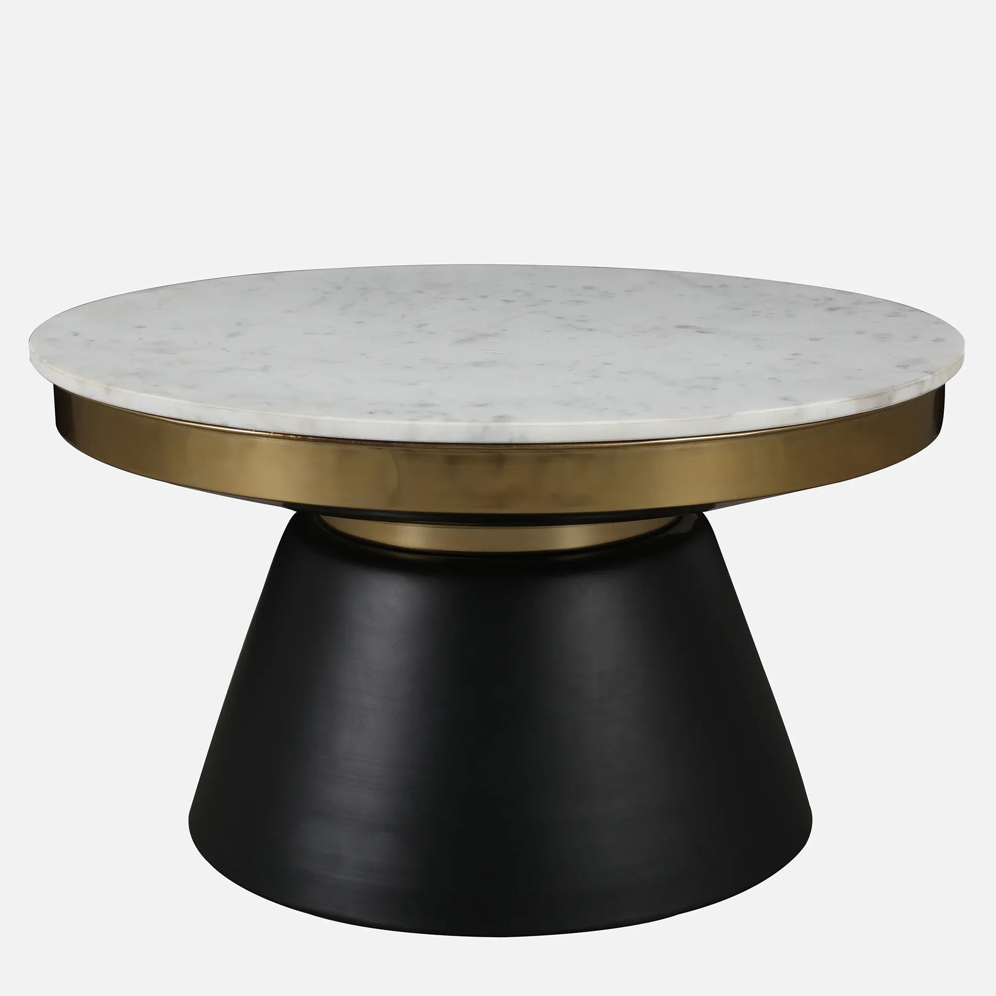 Chelsea Marble & Iron Center Table in White, Black & Gold Colour - HomeTown