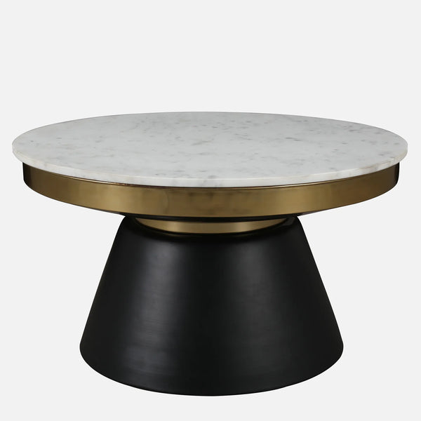 Chelsea Marble & Iron Center Table in White, Black & Gold Colour dimensions