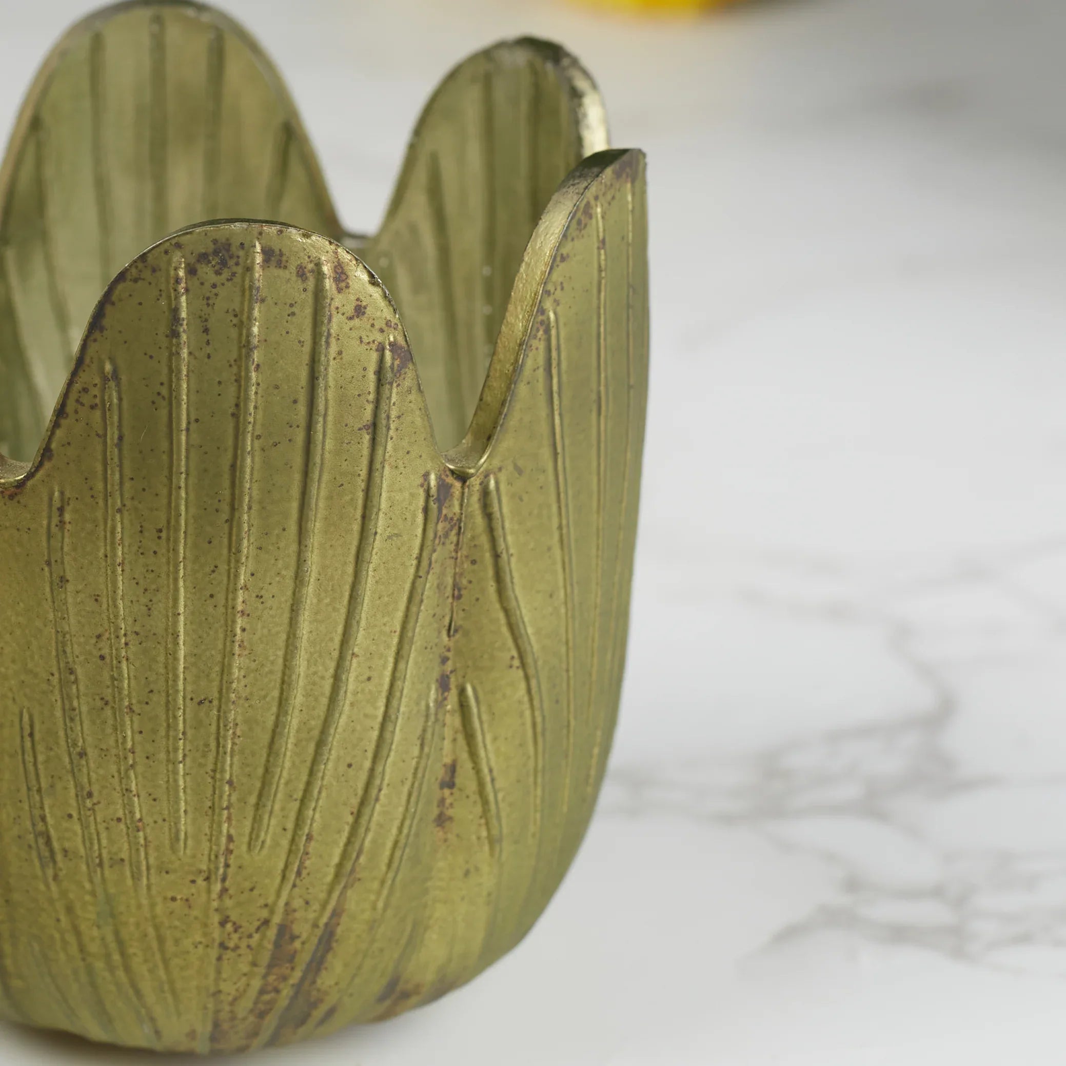 Phiona Glass Lotus Inspired Handcrafted Votive 10 Cm in Emerald Colour - HomeTown