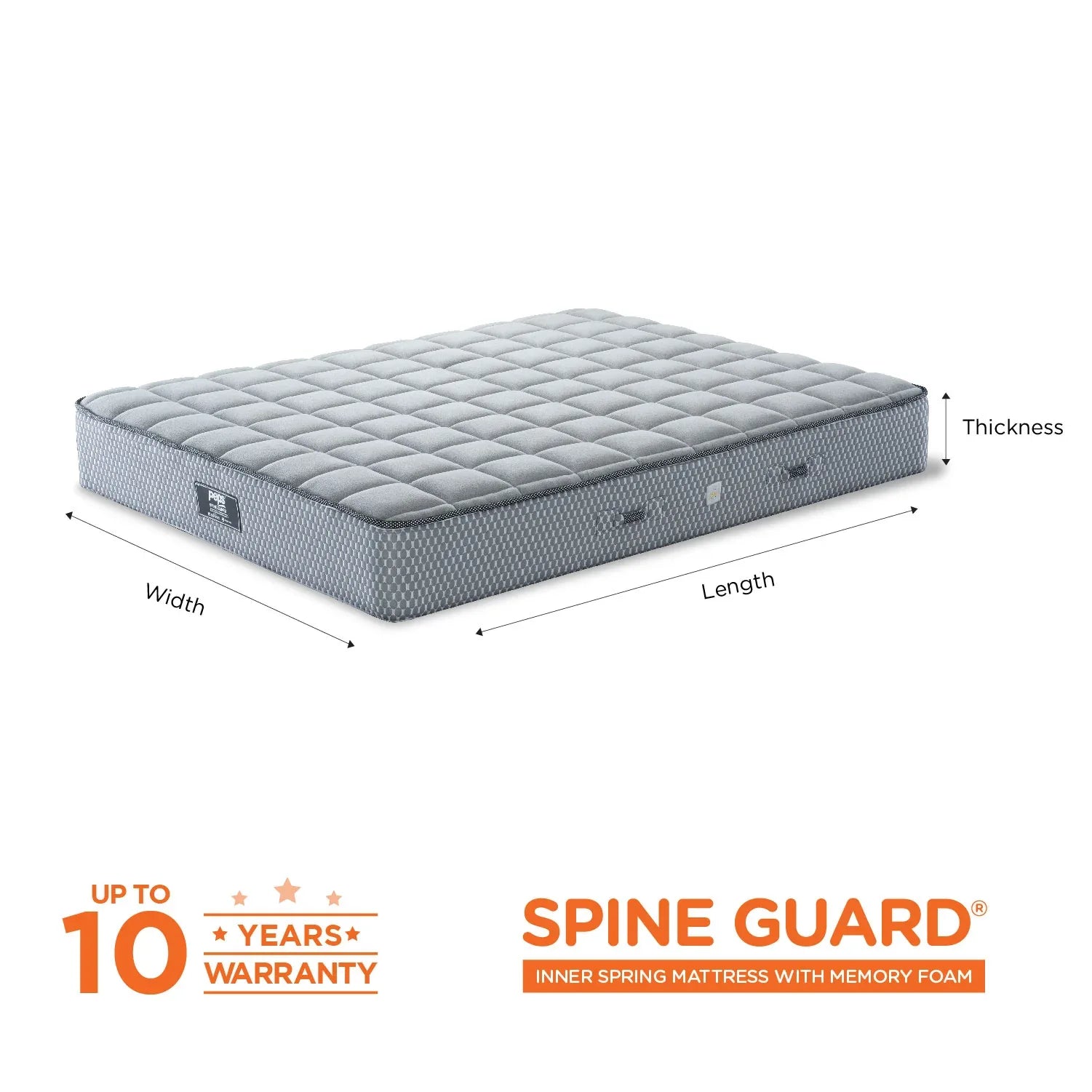 Spine Guard Spring Bonnel Spring Queen Mattress 78x60x8 Inch in Grey Colour - HomeTown