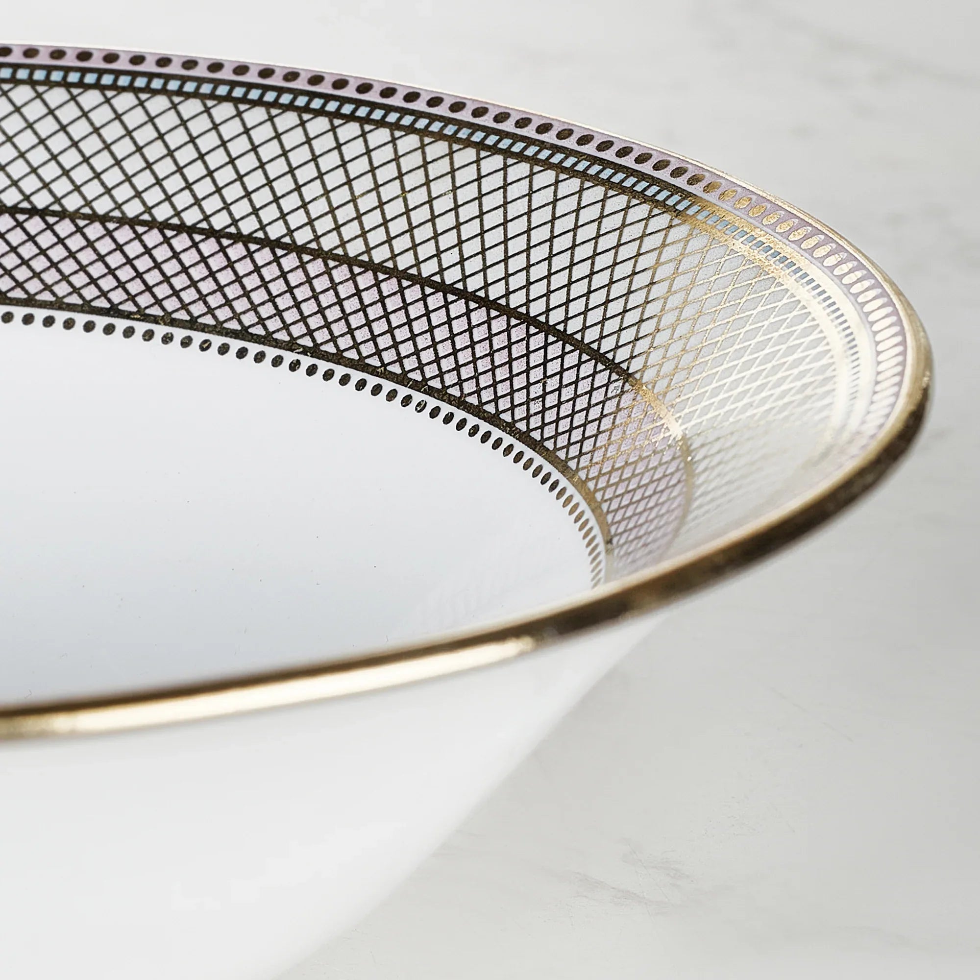 Amour Real Gold-Plated Bone China Charlotte Serving Bowl in Pink & White Colour - HomeTown