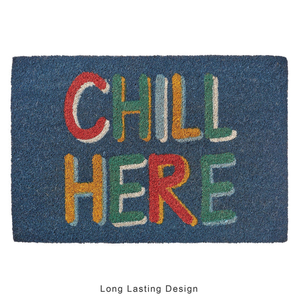 Natura  Chill Here Printed Coir Doormat 40x60 CM in Blue Colour dimensions