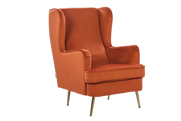 Charm Velvet Arm Chair in Rust Colour dimensions